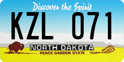ND license plate KZL071