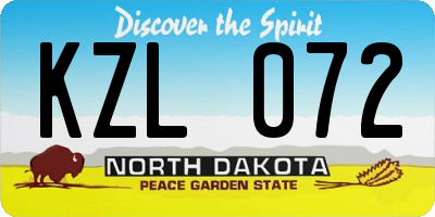 ND license plate KZL072
