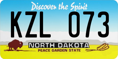 ND license plate KZL073