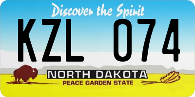 ND license plate KZL074