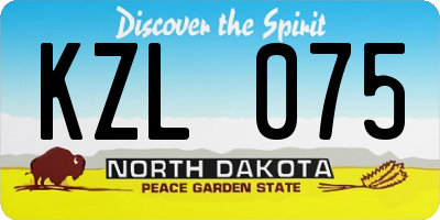 ND license plate KZL075