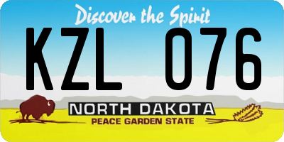 ND license plate KZL076