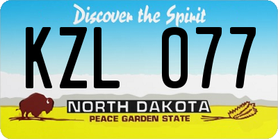 ND license plate KZL077