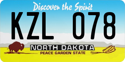 ND license plate KZL078