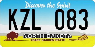 ND license plate KZL083
