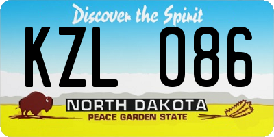 ND license plate KZL086