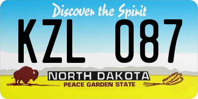 ND license plate KZL087