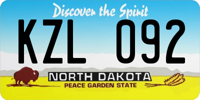 ND license plate KZL092