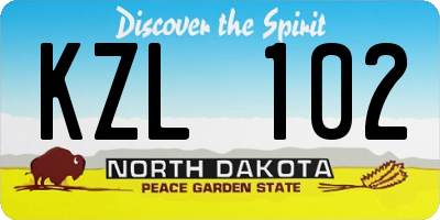 ND license plate KZL102