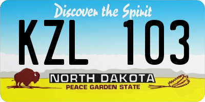 ND license plate KZL103