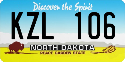 ND license plate KZL106