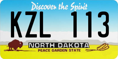 ND license plate KZL113