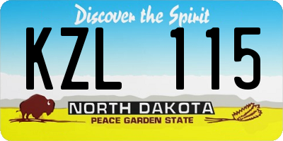ND license plate KZL115