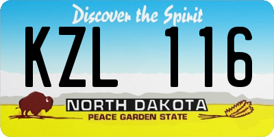 ND license plate KZL116