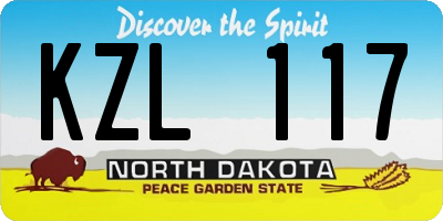 ND license plate KZL117
