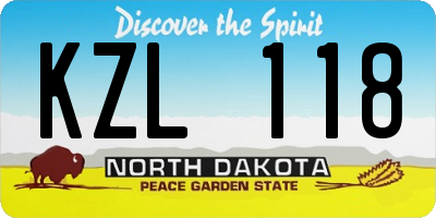 ND license plate KZL118