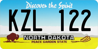 ND license plate KZL122