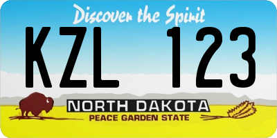 ND license plate KZL123