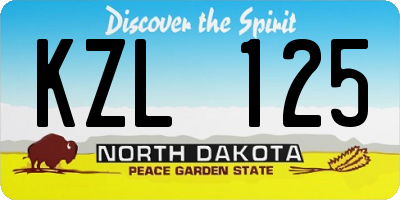 ND license plate KZL125