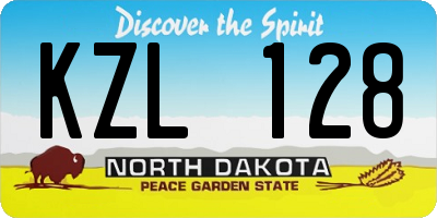 ND license plate KZL128