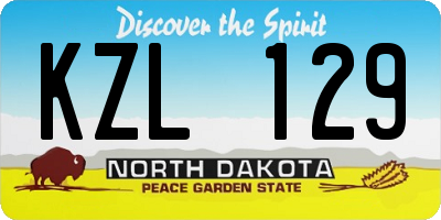 ND license plate KZL129