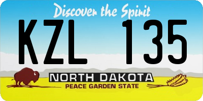 ND license plate KZL135