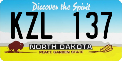 ND license plate KZL137