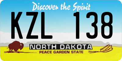 ND license plate KZL138