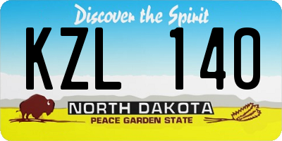 ND license plate KZL140
