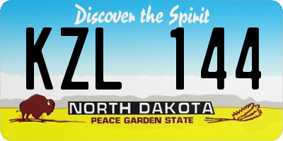 ND license plate KZL144