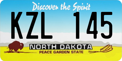 ND license plate KZL145