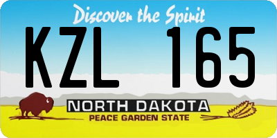 ND license plate KZL165
