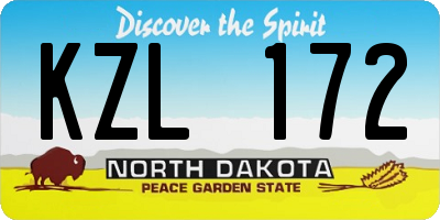 ND license plate KZL172