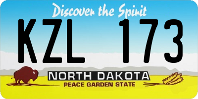 ND license plate KZL173