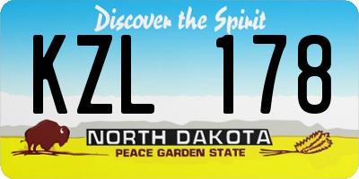 ND license plate KZL178