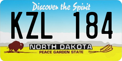 ND license plate KZL184