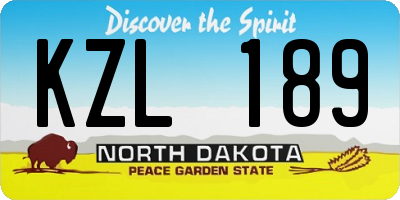ND license plate KZL189