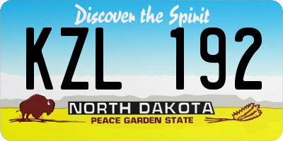 ND license plate KZL192