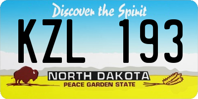 ND license plate KZL193