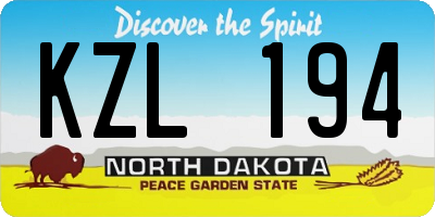 ND license plate KZL194