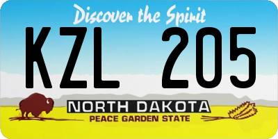 ND license plate KZL205