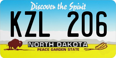 ND license plate KZL206
