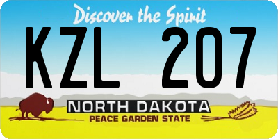 ND license plate KZL207