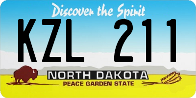 ND license plate KZL211