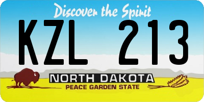 ND license plate KZL213