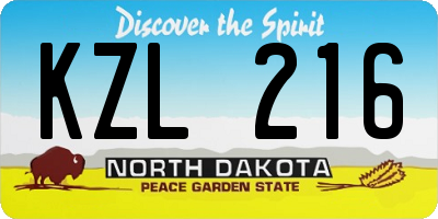 ND license plate KZL216