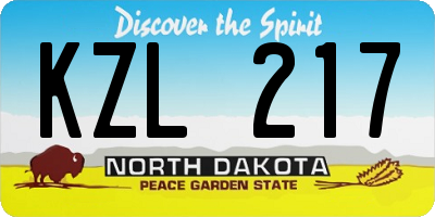 ND license plate KZL217