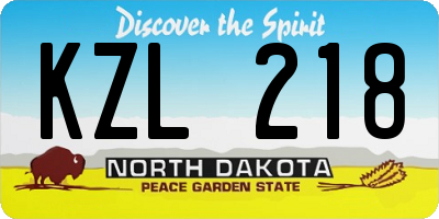 ND license plate KZL218