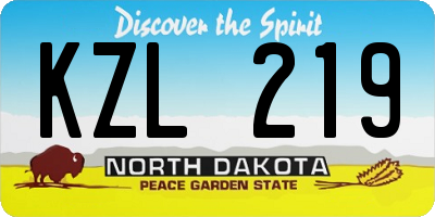 ND license plate KZL219