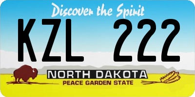 ND license plate KZL222